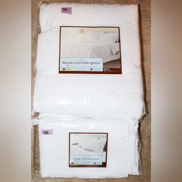 Home Classics "Anna" Solid Cotton Quilt - King Size - Brand New with sham - Picture 1 of 1